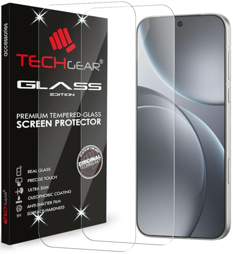TECHGEAR (2-pack skärmskydd i glas för Oppo Find X9 Pro 5G, 9H härdat glas, HD genomskinligt, fodralvänligt, repbeständigt