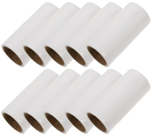 YARNOW 600-Sheet Sticky Lint Roller Refill Paper, 10Pcs Pet Hair Remover Rolls for Clothes, Carpets, and Floors, Extra Adhesive Sticky Sheets for Dog Hair and Fuzz Removal in Household