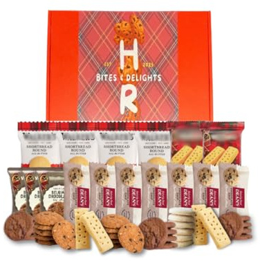 Valentine’s Biscuit Gift Hamper by HR Bites & Delights | Luxury All Butter Shortbread Biscuits, Afternoon Tea Hamper, Tea & Biscuit Gift Set, Letterbox Food Gift, Romantic Gift for Him & Her