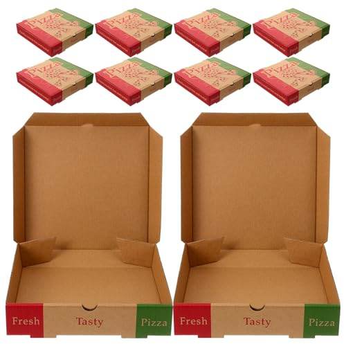 BRIGHTFUFU Pizzakartons 10 Stück 8 Zoll Papier Faltverpackung für Pizza | Mitnehmen, für Pizzaladen, Einfache Lagerung und Transport, Erhält Form und Frische