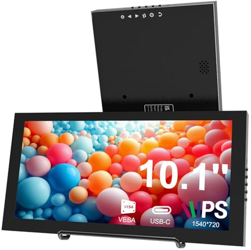10,1 Pulgadas Mini Monitor, 350cd/m², Pantalla IPS LCD con Formato Alargado | 1540 × 720, HDMI, USB-C, Pantalla Portátil para Ordenador Portátil, Aida64, Monitorización de GPU, CPU y RAM
