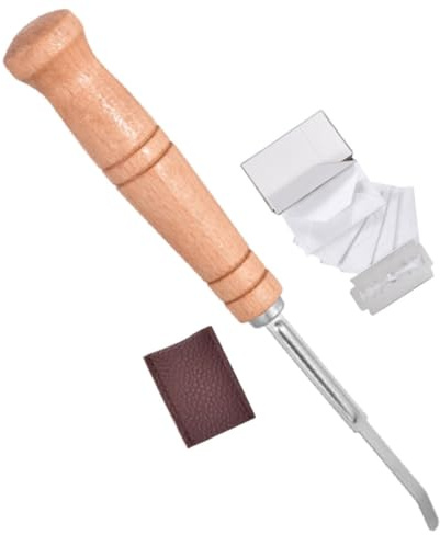 LAPYAPPE Cuchillo Cortador de Pan y para Cortar y Moldear Masa de Pan Mango de Madera Hoja de Acero Inoxidable en Cocina