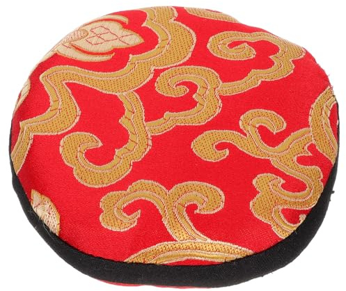 Tissu Rouge Coussinet Antidérapant, de Bol Sonore Bouddhiste | Base Carrée pour Usages Bouddhistes, Protection les Chocs, Accessoire de Maintien, Coussinet Manuel