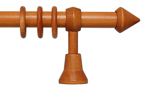 Holz Vorhangstange Saigon mit 28 mm Durchmesser in Kirschbaum 240 cm mittig geteilt