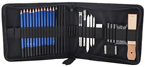 33 Stücke Professionelle Zeichensets Skizzierstifte H&B Professionelle Skizzieren Zeichnung Bleistifte Kit Set Kunst Liefert Studenten Malwerkzeuge und Kit Tasche Graphitkohle Bleistifte Set