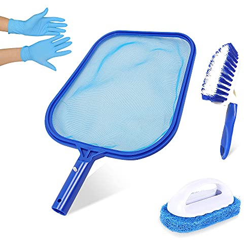 Kungfu Mall Hot Tub Cleaning Kit Accessories, Swimming Pool Net, Paddling Pool Brush, Scrubber Pad, Hot Tub Skimmer Pond Skimmer Mesh Spa Net for Fountains