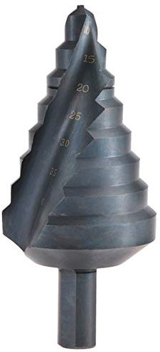 KATUR Stufenbohrer Spiralbohrer Nitrieren Stufenbohrer Lochfräser Set 12 mm dreieckiger runder Schaft geriffelte Kante Stufenbohrer 8 Größen 10-45 mm (Spiralnut, schwarz)