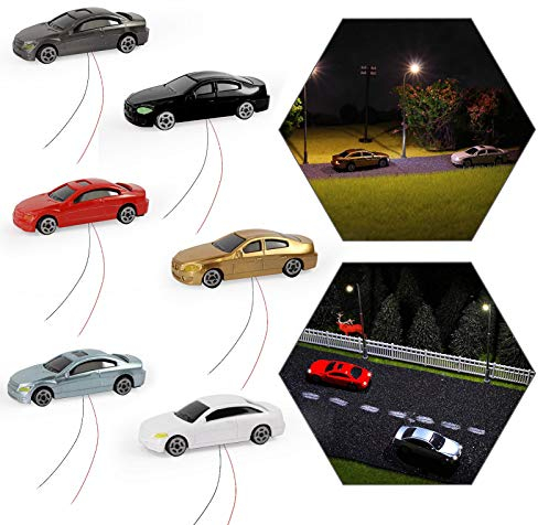 Evemodel 12 STK. Spur H0 TT Model beleuchtete Autos mit 12V LED Leuchten für Gebäude Layout 12V Neu EC100-12-EU