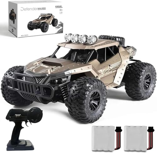 Remote Control Cars for Kids,1:16 Off-road All-terrains Hobby RC Car,25KM/H Monster Truck, Brown RC Truck,2 Rechargeable Batteries,90 mins Play Time, Toy Buggy Gifts for 8 9 10 11 12 Year Old Boys