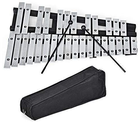 DREAMADE 30 Noten Glockenspiel Xylophon Faltbar, Percussion-Musikinstrument mit Holzrahmen und Aluminium Tasten, Glockenspiel-Instrument mit Schlägel Tragetasche, für Kinder und Erwachsene
