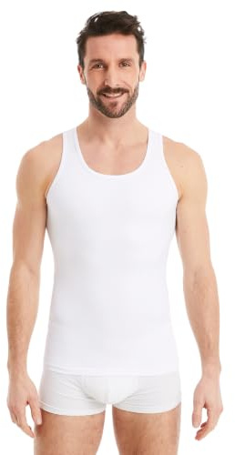 FINN Canotta Dimagrante Uomo - Canottiera Snellente Senza Maniche in Cotone - Maglia compressiva Body Shaper per Una Pancia più Piatta Bianco S