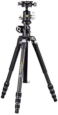 Vanguard VEO3T+264CB Trípode de viaje de fibra de carbono con cabeza de bola y columna central multiángulo para disparos superiores