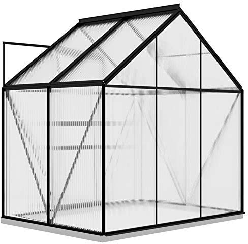 Tidyard Gew?chshaus UV-best?ndig W?rmeisolierend Treibhaus Tomatenhaus Frühbeet Garten Pflanzenhaus Gartenhaus 190 x 130 x 132/202 cm,Anthrazit Aluminium 2,47m2