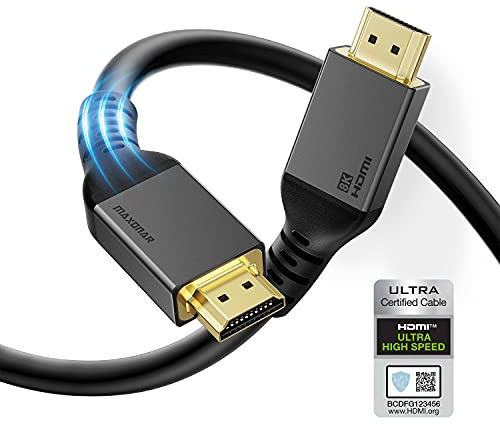 Maxonar 10K 8K Ultra High Speed ​​HDMI® Kabel 7m, (Zertifiziert) CL3 Plenum-Rated In Wall HD 48Gbps Kabel,10K 8K@120Hz 4K144Hz eARC RTX 3090 HDR10 4:4:4 HDCP 2.2 & 2.3 Dolby Kompatibel mit PS5,Xbox