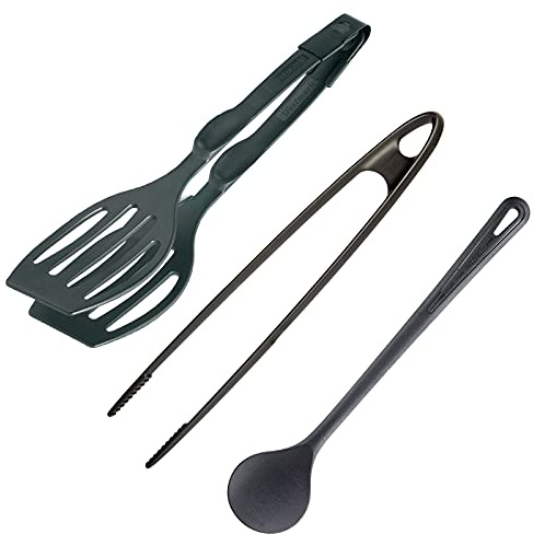 Westmark Set, 3tlg., 1 Doppel-Pfannenwender + 1 Brat- und Servierpinzette + 1 Rühr-/Kochlöffel, PA, Gentle, Schwarz, 210022E6