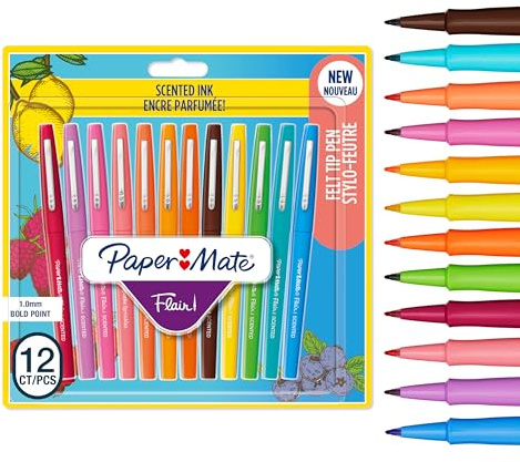 Paper Mate Flair filtspetspennor | Mediumspets (0,7 mm) | Doftande bläck | 12 stycken
