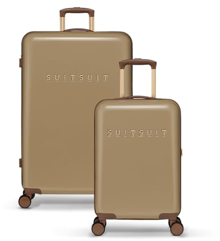 SUITSUIT Kofferset 2 teilig - Handgepäck Koffer - Reisekoffer Groß - Koffer Leicht - Hartschalenkoffer mit TSA-Schloss - Fab Seventies Cuban Sand