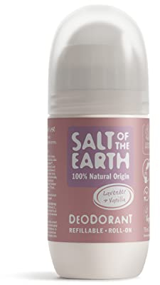Salt of the Earth - Refillable Roll On Deodorant with 100% Natural Ingredients - Lavender & Vanilla - Suitable for Men, Women & Kids - Vegan - Smart Refillable Format - 75ml