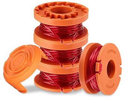 Viilich 4Pcs Trimmer Spool Line Compatible with Worx 20V Grass Trimmers WA0004 WA0010 WA6531 Trimmer Spool Replace CGT183A CGT18LA1 WG150 WG152 WG153 WG160 WG163 WG180 (4 Spools,1 Caps)