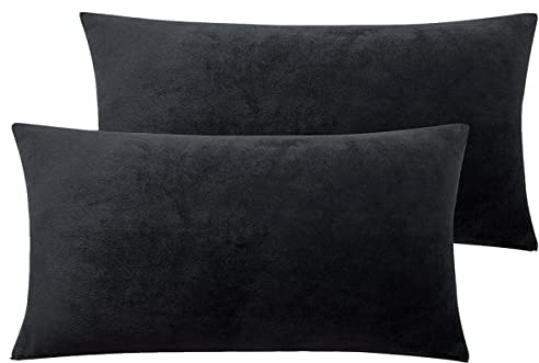 Soifox 2er Set Kissenbezug 40 x 80 Anthrazit Schwarz Samt Zierkissenbezüge Weich Flauschig Kuschelig Kissenbezüge Deko Kissen Sofakissen Lendenkissen Wurfkissenbezug Schlafzimmer Kissenhülle
