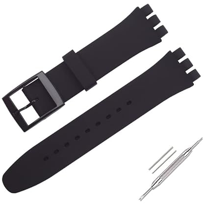 OLXIYOC Watch Strap for Swatch, Silicone Waterproof Watch Strap (20mm, Black)