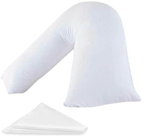 MH Traders Extra Filled V Pillow with Pillowcase. Orthopedic Support Pillow for Neck, Back & Shoulder Maternity & Pregnancy Pillow V Pillow with Microfiber Filling & Machine Washable