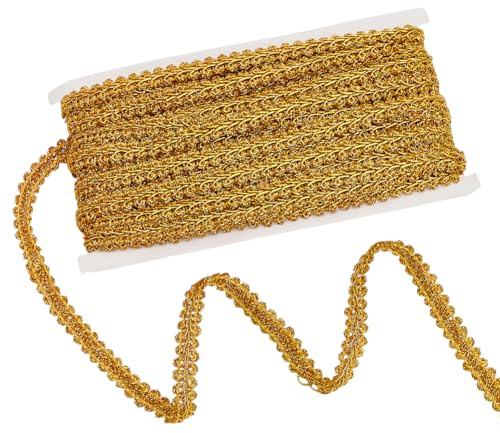 PandaHall Gimp Braid Trim, 22.5 Yards Golden Centipede Stoff Geflochtenes Trim Band Scroll Gimp Trim Metallic Lace Trim Dekorativer Stoff Trim Für Hochzeit Braut, Kostüm Oder Schmuck