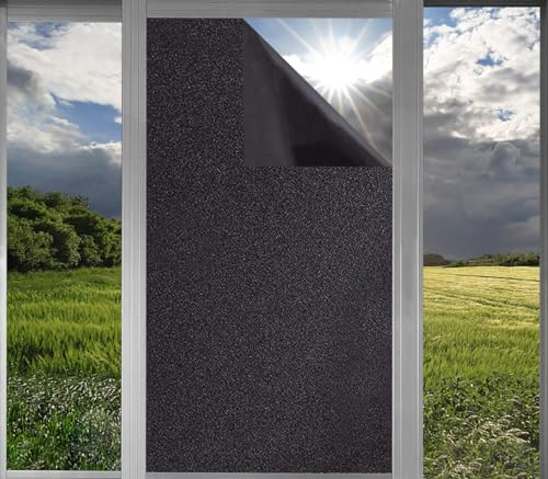 Fensterfolie Sichtschutzfolie Fenster Schwarz Milchglasfolie Selbstklebend Blickdicht Folie Anti-UV, Statische Privatsphäre Schutzfolie Matt Für Bad Büro Wohnzimmer