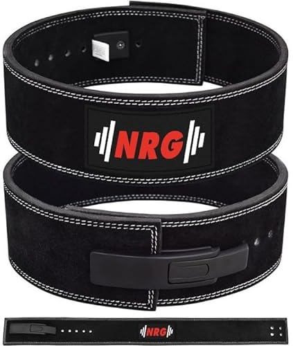 NRG Fitness Gewichthebergürtel 10cm breit - S (71-81 cm) - Powerlifting-Gürtel Bodybuilding Professioneller Hebegurt -Trainingsgürtel - Hebelschnalle Fast Clip Verschluss Powerlifting Gürtel - Schwarz