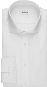 Silkesdekal herr business skjorta – slim fit – strykfri – Kent krage – långärmad – 100% bomull, Vit, 44 SE