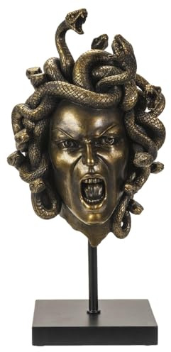 Pacific Giftware Medusa Trophäe - Schreiender Schädel mit Schlangen, Kunststein, 22,5 cm Kopfhöhe, Figur Deko Statue