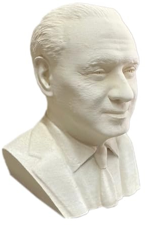 Fanuli Manufatti - Busto di Silvio Berlusconi Altezza 30 cm Grande in cemento bianco e polvere di marmo, Per Interno o Esterno