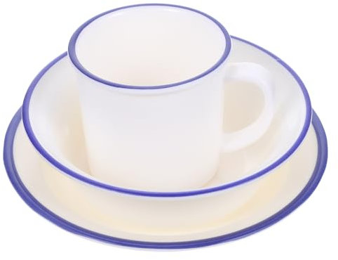 Zerodeko 1 Set Dish Cup Set Enamel Bowls Espresso Vintage Decor Stainless Steel Drinking Glasses Kitchen Utensils Soup Rice Bowl Enamel Wash Bowl Cups Melamine Camping White A5 Dinner Plate