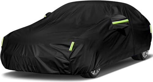 Sailnovo Funda para Coche Hatchback 7 Capas Resistente Cubierta Exterior Completa para Coche, Protección Solar y contra la Nieve al Aire Libre con Cremallera para BMW, Ajuste Universal (hasta 450 cm)
