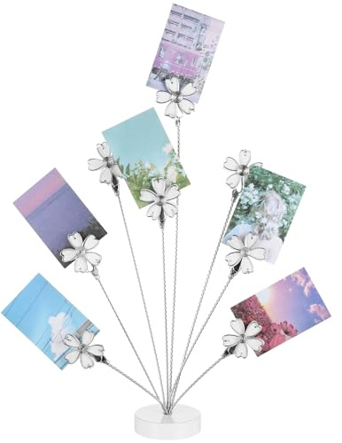 Tandefio Gift Card Tree Holder Clip, 8 Branch Multiple Money Family Photo Tree Christmas Card Holder with Clips Picture Frame Stand for Memo Note Wedding Photo Display Office Desk Decor(White)