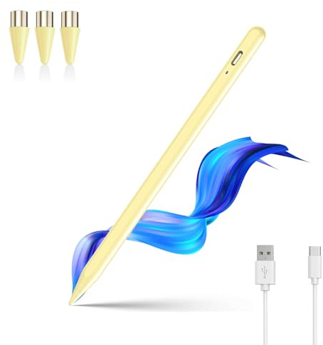 Universal Tablet Stift für alle Tablets,iPad Stift with 3 POM Tips,Gelb | Handy Stift Compatible for Android & iOS Phones/Tablet,Kapazitiver Tablet Pencil für iPad/Pro/iPhone/Samsung/Lenovo/Huawei