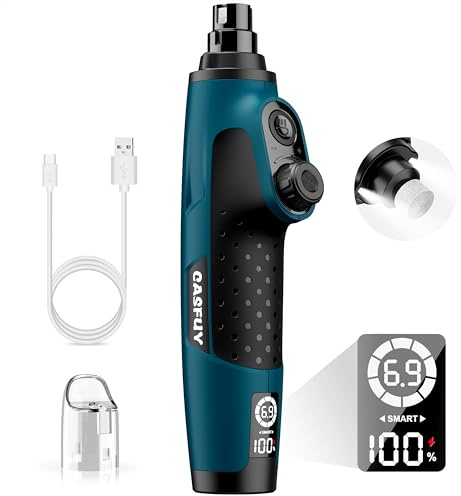 Casfuy Smarter Krallenschleifer für Hunde 6-Gang – 50% Mehr Leistung Krallenschleifer für Haustiere mit 2 LED-Leuchten, Superleise, Wiederaufladbare für Große, Mittelgroße und Kleine Hunde und Katzen