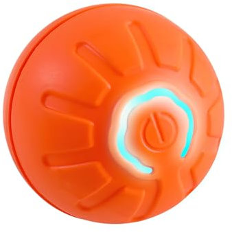 Hundespielzeug Ball - Interaktives Spielzeug Mit Bunten Lichtern, Springender Kauball, Automatisches Amüsantes Artefakt, Elektrisches Spielzeug für Kleine Hunde (Orange)