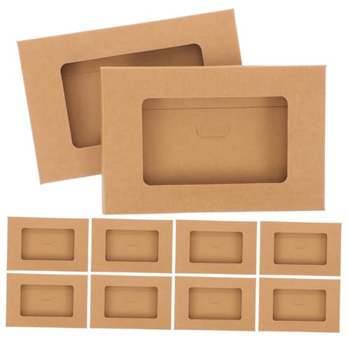 Postkartenbox 10 Stück Kraftpapier Briefumschlagbox mit Sichtfenster | Papierpostkartenhülle, Kartenboxen für Literatur und Rechnungen, Leicht und Praktisch