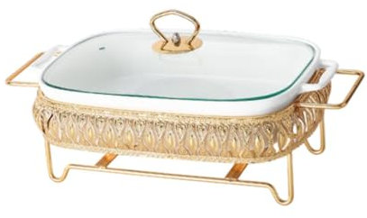 Baoblaze Réchaud servant la soupe soupière lasagne poêle plateau chauffant alimentaire Casserole en céramique plat plateau de conservation des aliments pour, 12po