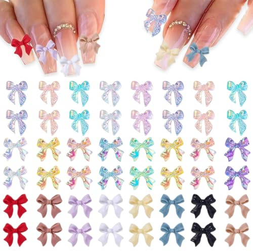 Juego de 300 decoraciones para uñas 3D, adornos para uñas con forma de lazo, arte de uñas DIY, juego de cuentas de diamantes de imitación de cristal 3D de colores para arte de uñas