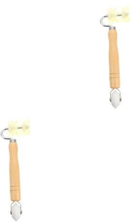 Homoyoyo 2pcs Ergonomic Wooden Handle Long-Life Pressure Roller for Wallpaper Seaming Quilting Roller Construction Tool