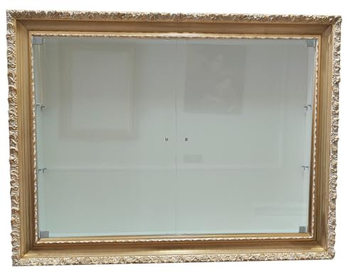 Vitrine suspendue murale équipée de style baroque avec portes en verre cadre classique porte-bouteille sur mesure VT1045OA 80 x 60 cm