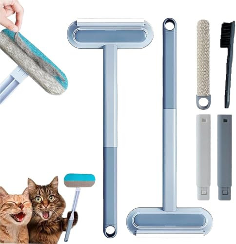 Removedor de pelo de mascotas – Cepillo de limpieza para eliminar el pelo de perros y gatos con escobilla de goma – Cepillo multifuncional 4 en 1 para sofá, alfombra, muebles, asiento de coche (2