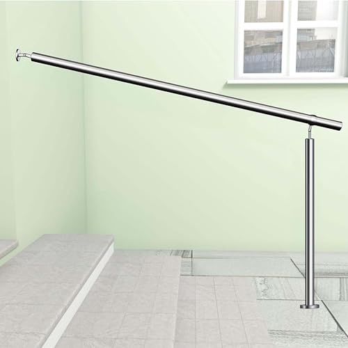AICA Barandilla de escalera, Barandilla de entrada de acero inoxidable, ángulo de montaje ajustable, montaje en pared y suelo, para entradas, pasillos, interior y exterior, Plateado, 150x95 cm