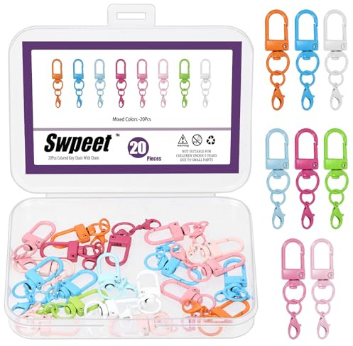 Swpeet 20pcs bunte Metall Doppelkopf Hummer Klaue Verschluss, Lanyard drehbare Snap Haken, Trigger Schnalle Verschlüsse, Hummer Haken für Schlüsselanhänger Gurte Reißverschluss zieht(zufällige Farbe)
