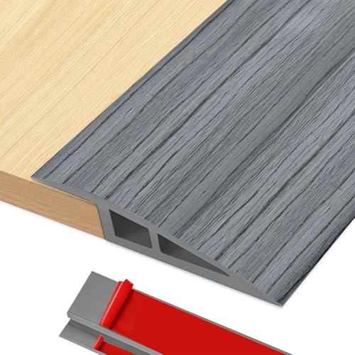 BOYIFEIJIE Übergangsleiste Höhenausgleich | 1M x 5cm PVC Übergangsprofil Selbstklebend | Türschwellen Leiste Höhenausgleich von 5–10mm | Übergangsleiste Boden für Laminat, Fliesen (Dunkelgraues Holz)