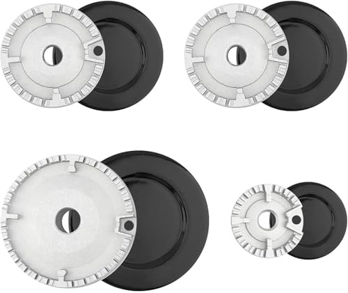 8Pcs Gas Stove Burner Cap, Oven Cooker Hob Gas Burner Crown & Flame Cap Kit, Upgraded Gas Burner for Most Gas Stove Burners, 55mm 75mm 100mm Stove Lid Kit