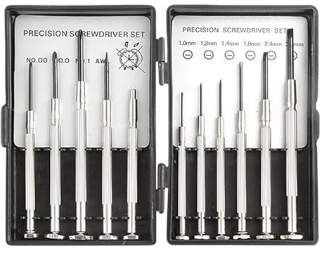 11 Pcs Precision Mini Screwdriver Set, Glasses Repair Small Screwdriver, Precision Repair Tool Kit with 11 Different Size Flathead and Philips Screwdrivers, Ideal for Glasses, Watch, Jewelers