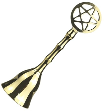 DOITOOL Campana de Mano de Latón con Pentagrama Timbre de Mesa Metálico para Servicio y Decoración Navideña Campanilla para Altar y Ceremonias Sonido y Resistente